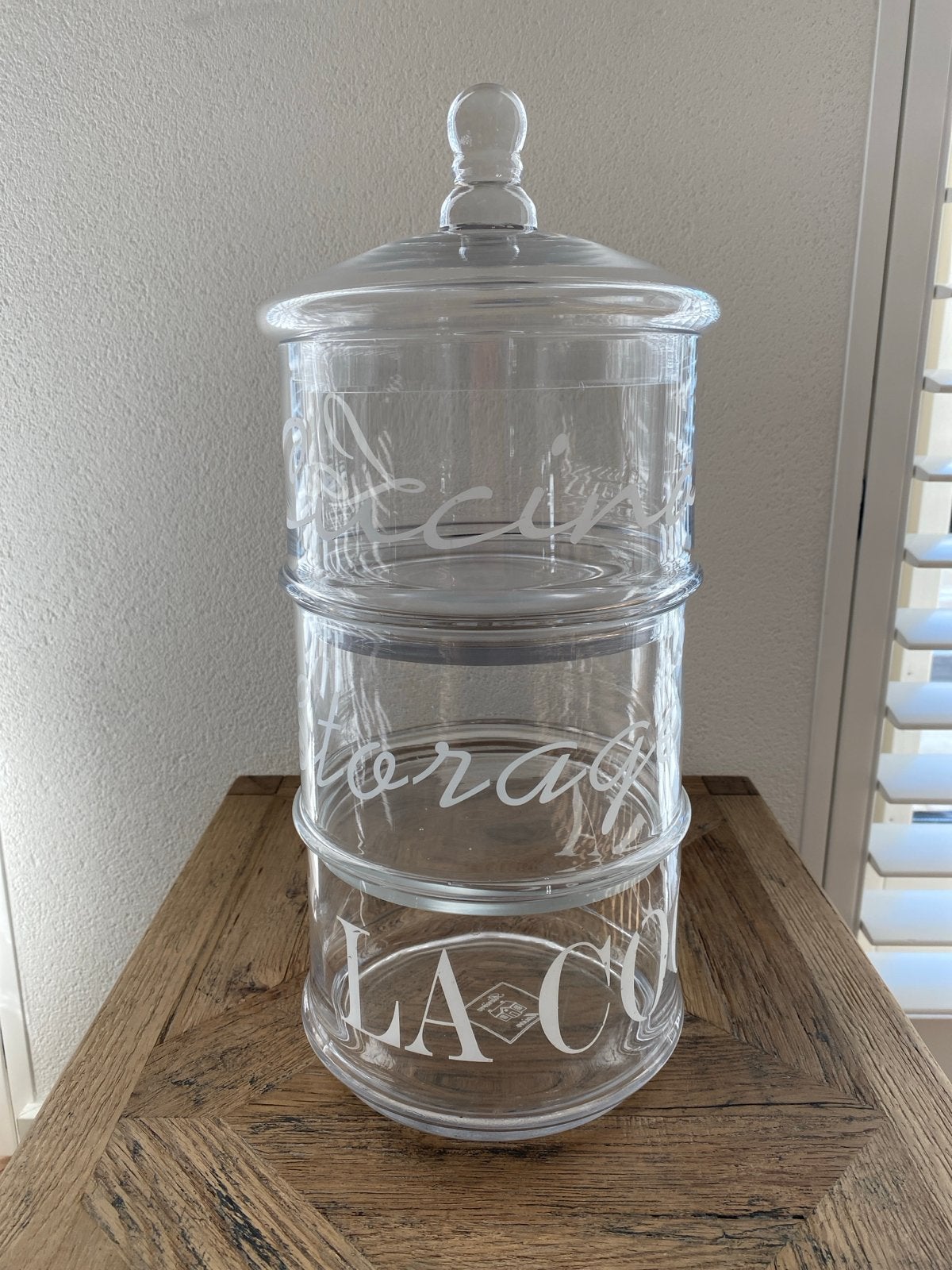 Riviera Maison Glazen stapelbare voorraadpot met deksel, Ophalen, Zo goed als nieuw, Glas, Modern