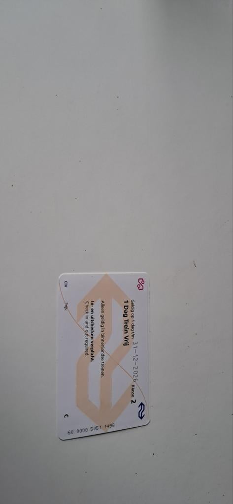 Ns dagkaart, Tickets en Kaartjes, Trein, Bus en Vliegtuig, Eén persoon, Trein, Algemeen kaartje