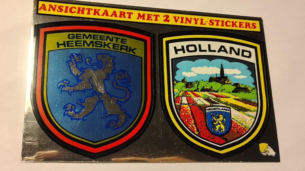 Heemskerk GEMEENTE ANSICHTKAART MET 2 VINYL-STICKERS HOLLAND, Ophalen of Verzenden, 1980 tot heden, Zeeland
