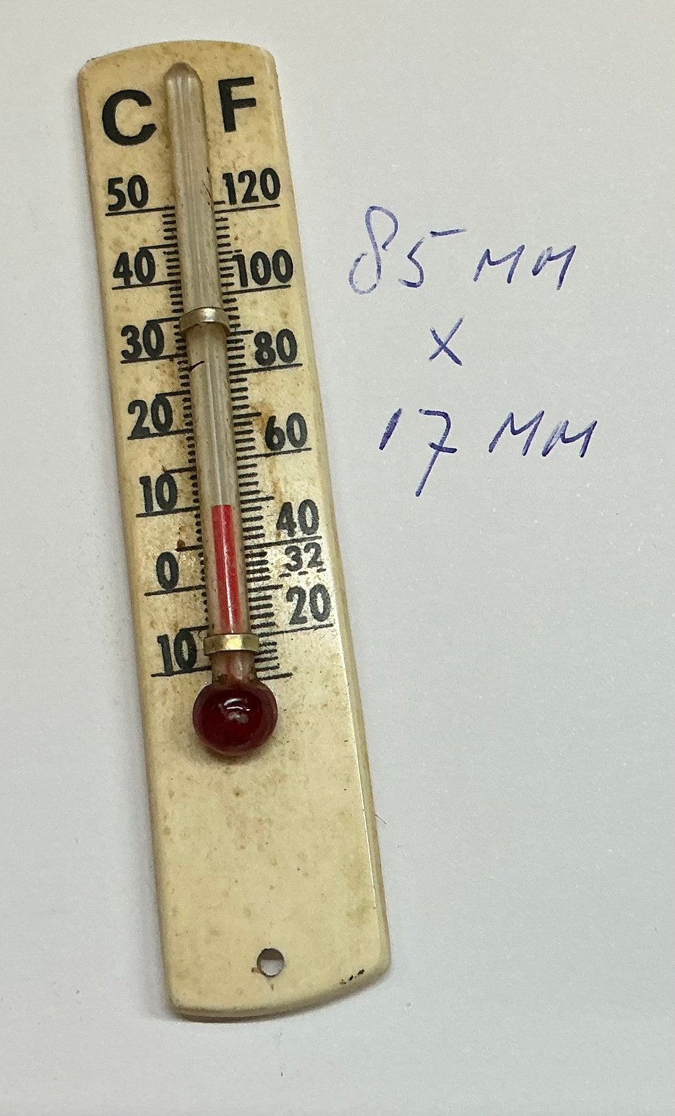 Oude kleine thermometer, Binnenthermometer, Ophalen of Verzenden, Gebruikt