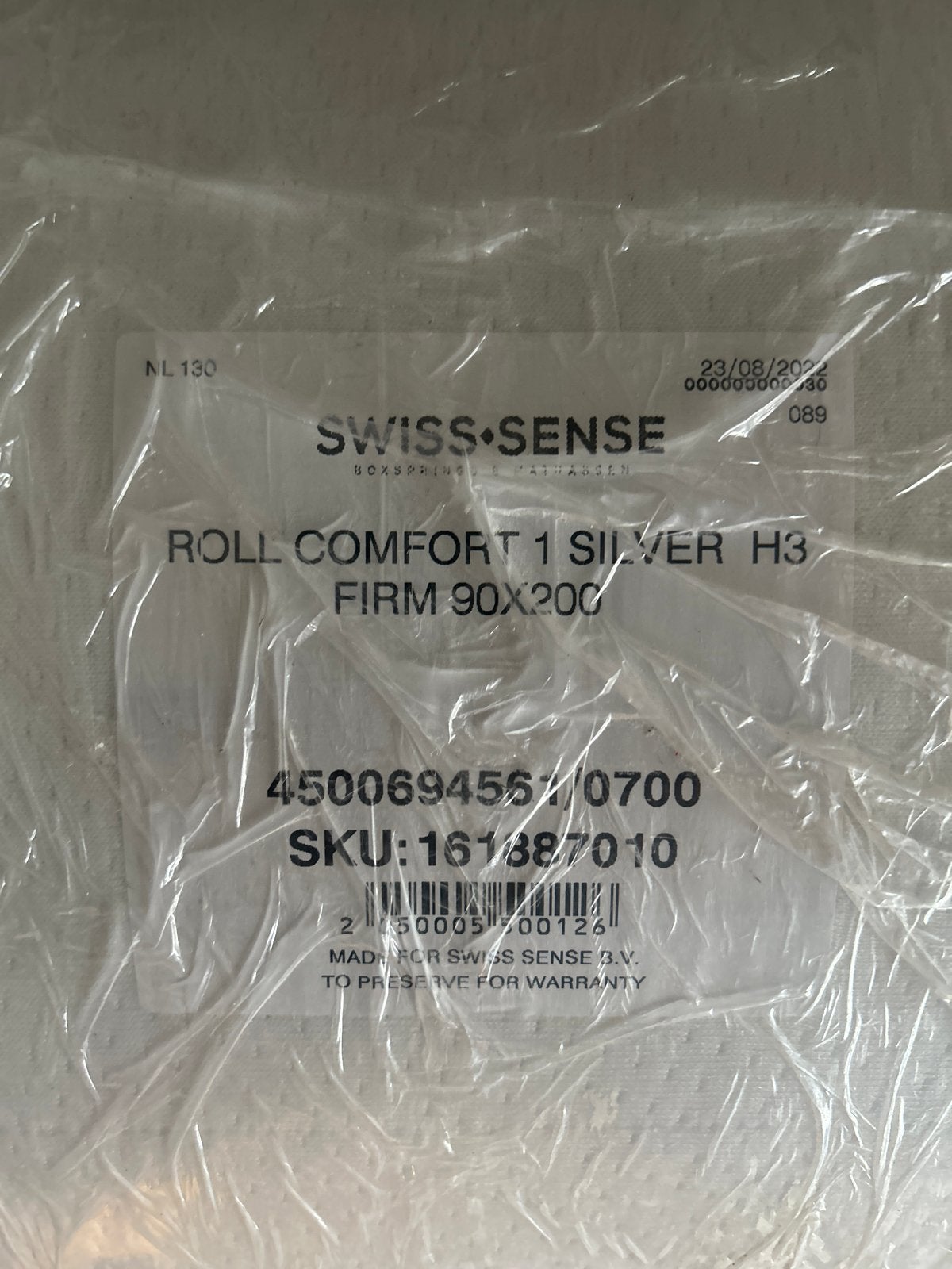 Swiss Sense Matras Roll Comfort 1 Silver H3 Firm 90x200, Huis en Inrichting, Slaapkamer | Matrassen en Bedbodems, Ophalen, 90 cm
