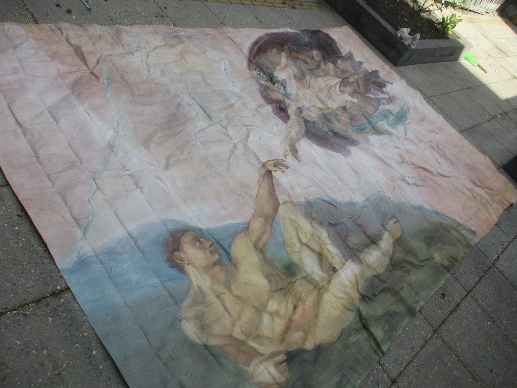 XXL Handgeschilderd Doek - De Schepping van Adam., Ophalen, Portret of Personen