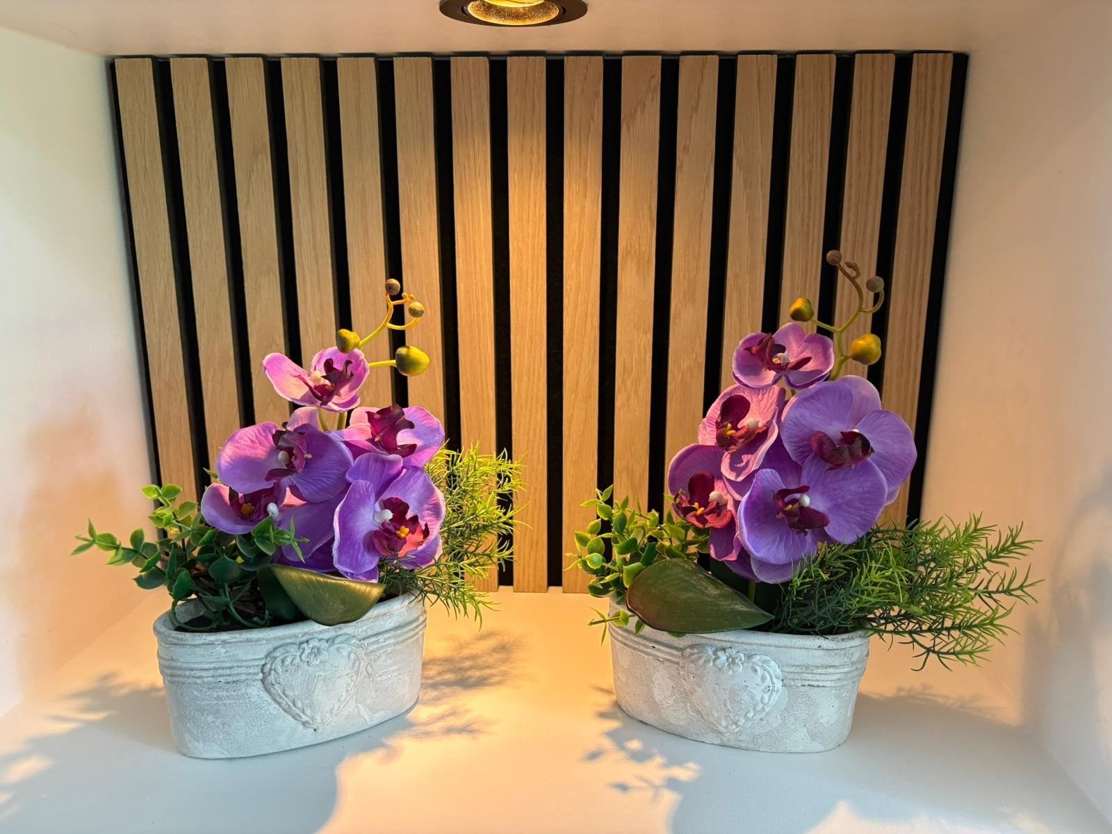 Set van 2 paarse kunstbloemen in pot, Huis en Inrichting, Woonaccessoires | Kunstplanten en Kunstbloemen, Onderhoudsvrij, Kunstbloem