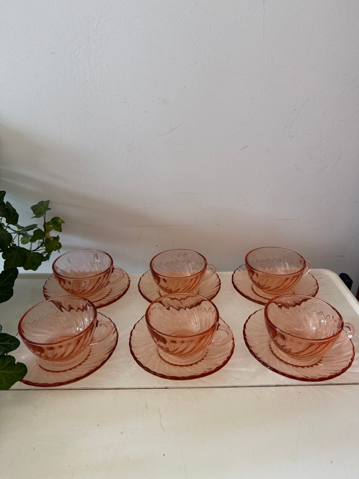 Set van 6 Arcoroc Rosaline espresso kopjes en schotels, Ophalen of Verzenden