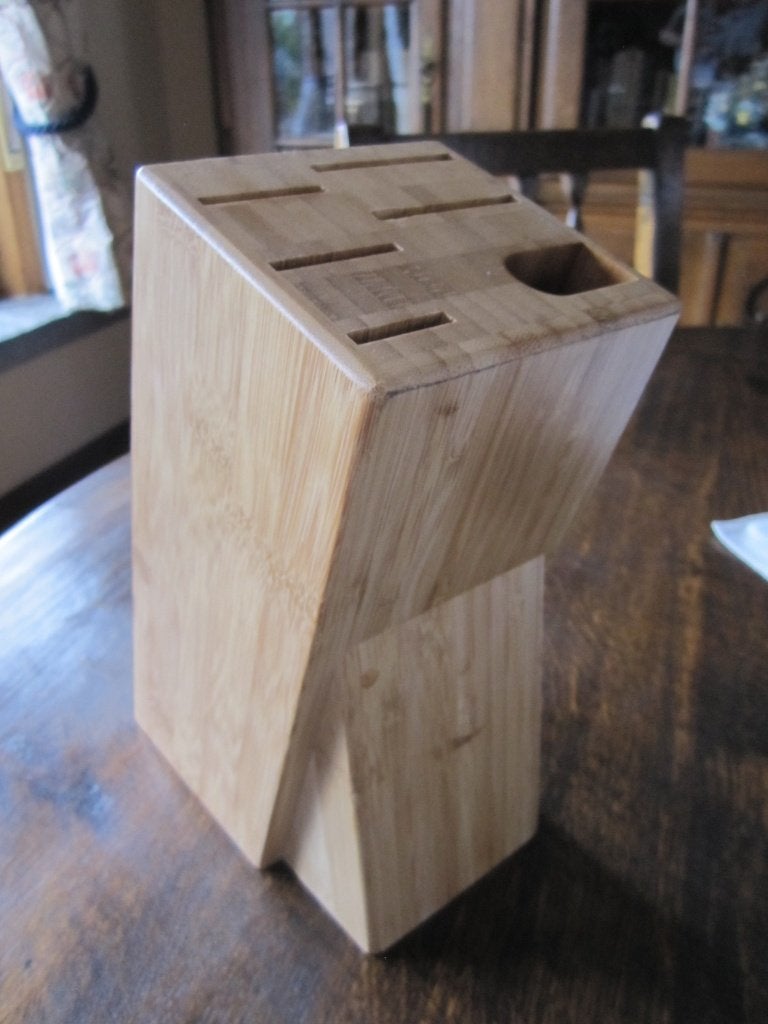 Decoratieve houten messenblok - voor 5 messen en wetstaal, Overige typen, Verzenden, Zo goed als nieuw, Hout