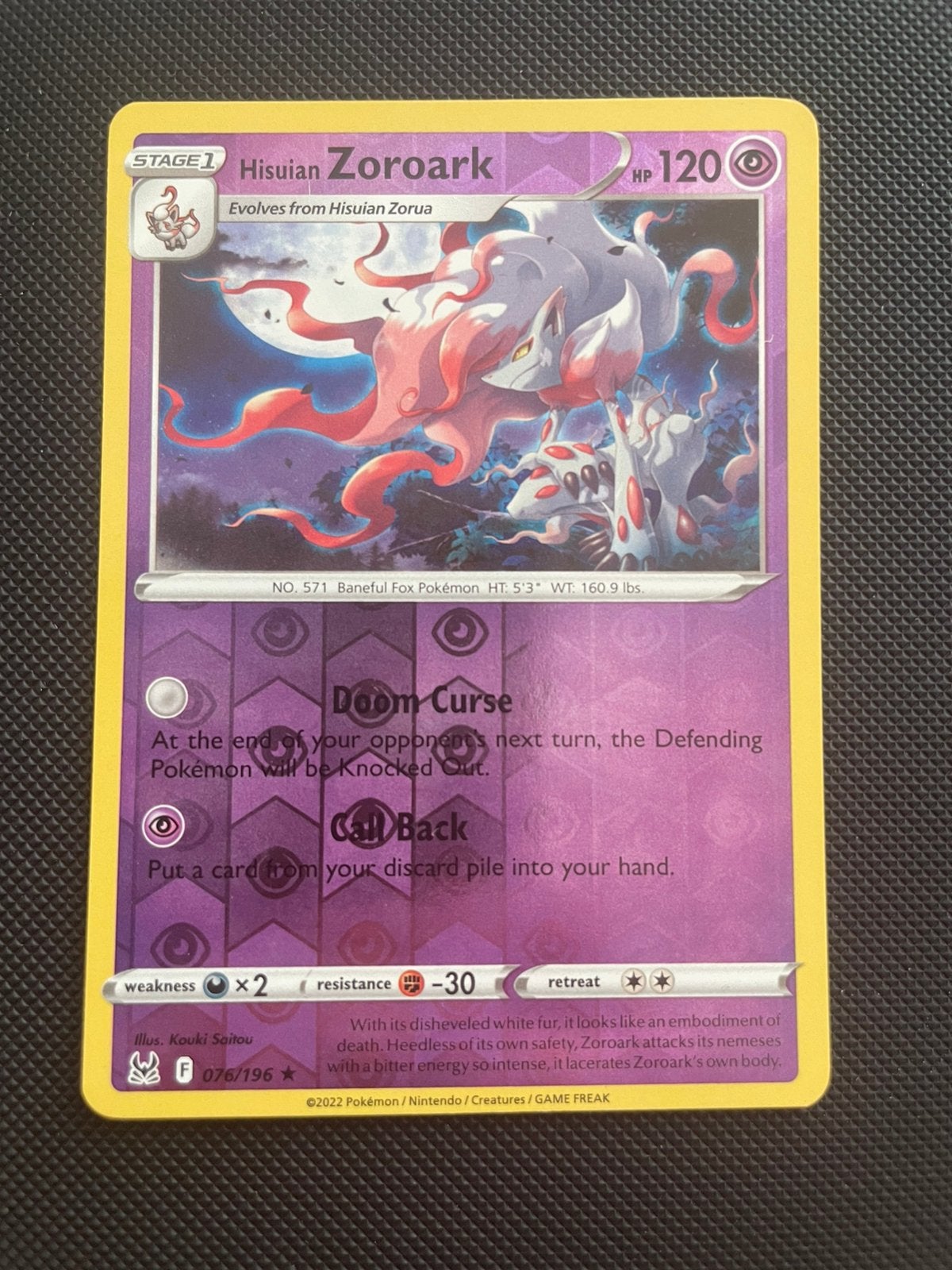 Hisuian Zoroark 076/196 Rare Reverse Holo Lost Origin, Verzenden, Zo goed als nieuw