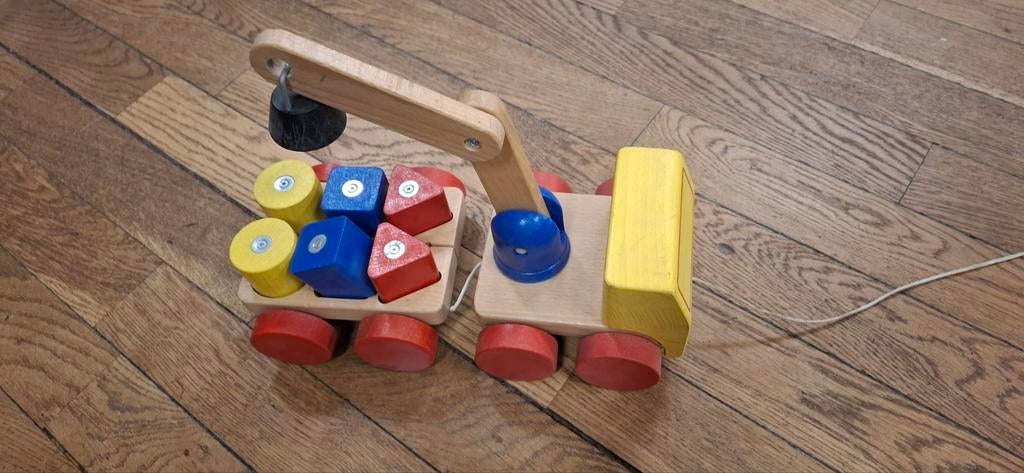 Houten Ikea Upsta auto met blokken, Kinderen en Baby's, Speelgoed | Houten speelgoed, Ophalen, Zo goed als nieuw, Overige typen