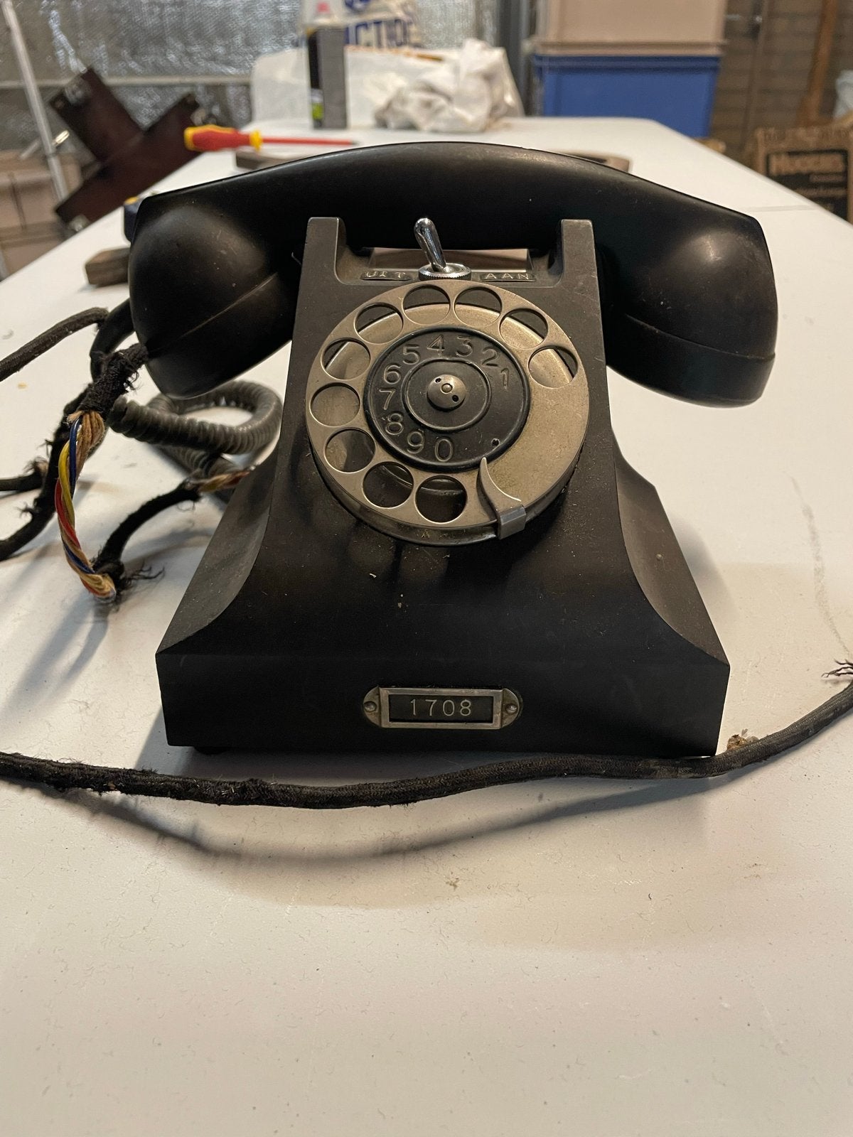Vintage Ericsson Telefoon met Draaischijf - Zwart Bakeliet, Ophalen of Verzenden, Gebruikt, Bakeliet