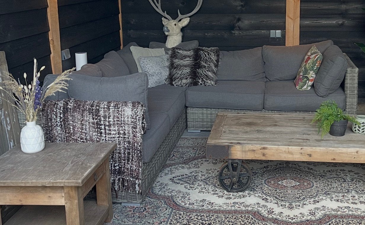 Tuin loungeset met kussens, Ophalen, Zo goed als nieuw