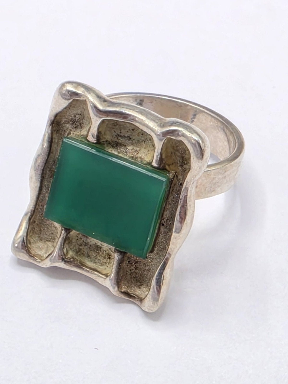 zilveren Modernistische Ring met Groene Agaat
Ringmaat flexi, Verzenden, ., Zo goed als nieuw, Dame