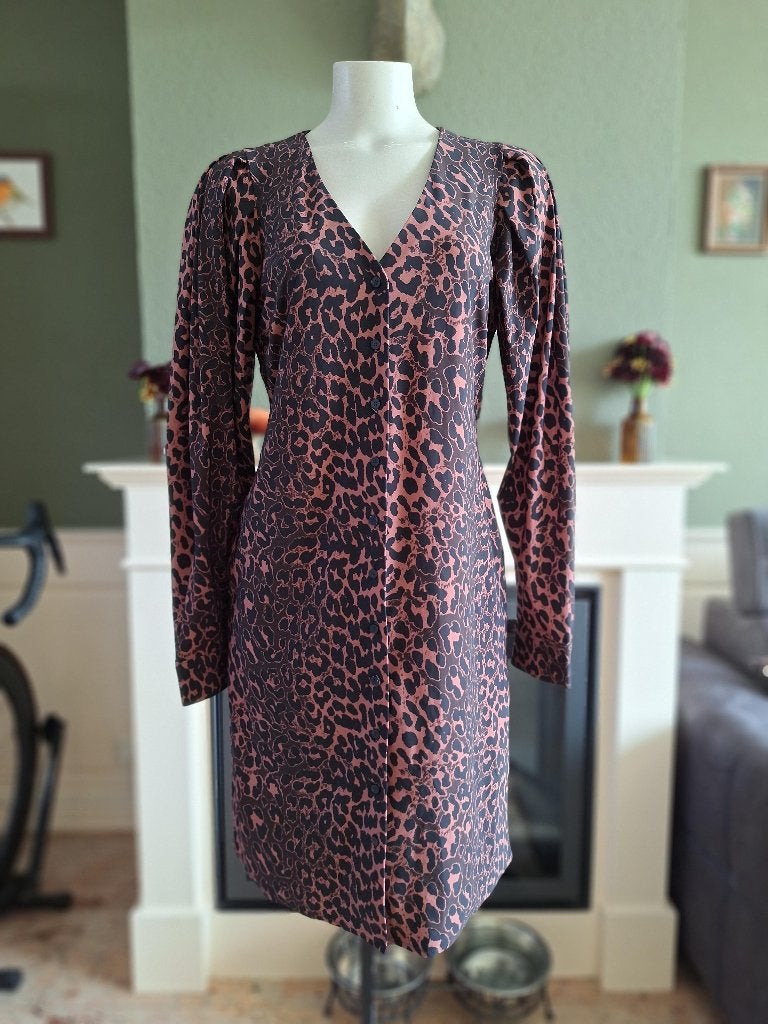 Studio Anneloes travelstof panter blouse jurk S 36, Verzenden, Zo goed als nieuw, Knielengte, Maat 36 (S)