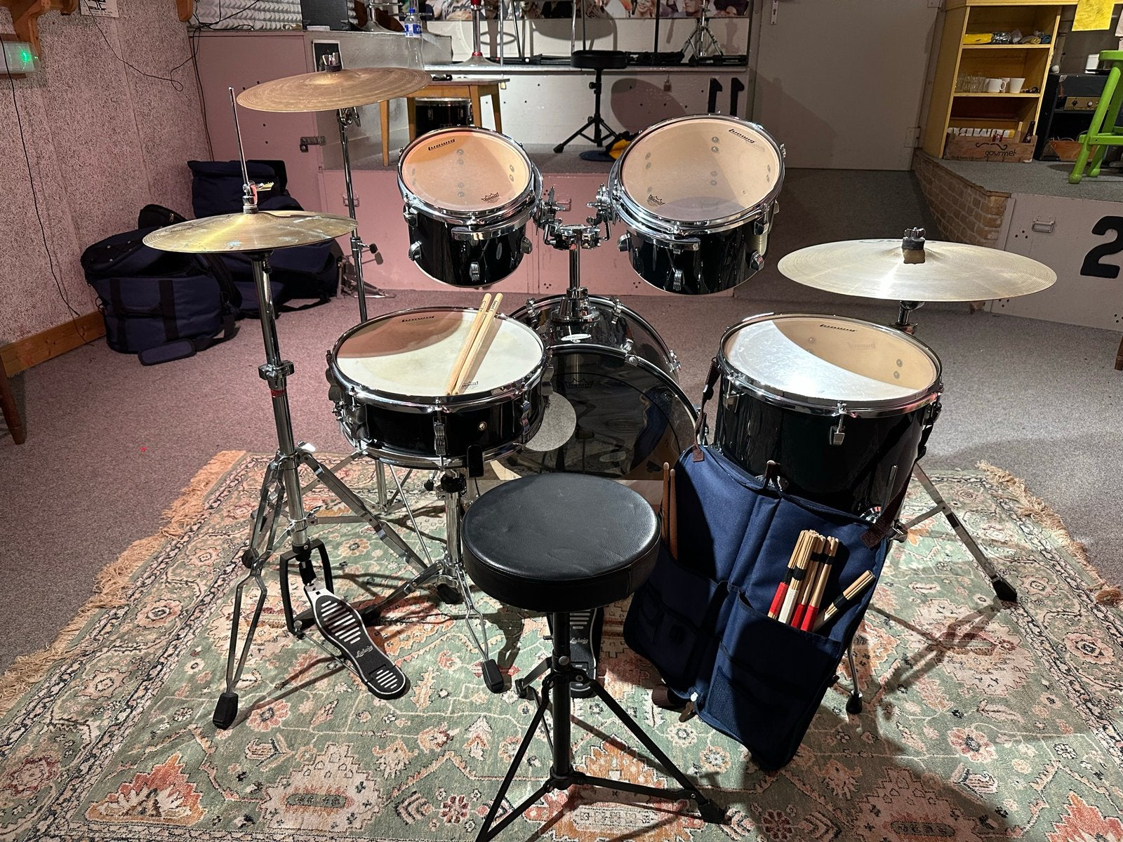 Ludwig Accent CS Drumstel - Compleet met Tassen en Accessoir, Ophalen, Zo goed als nieuw, Ludwig