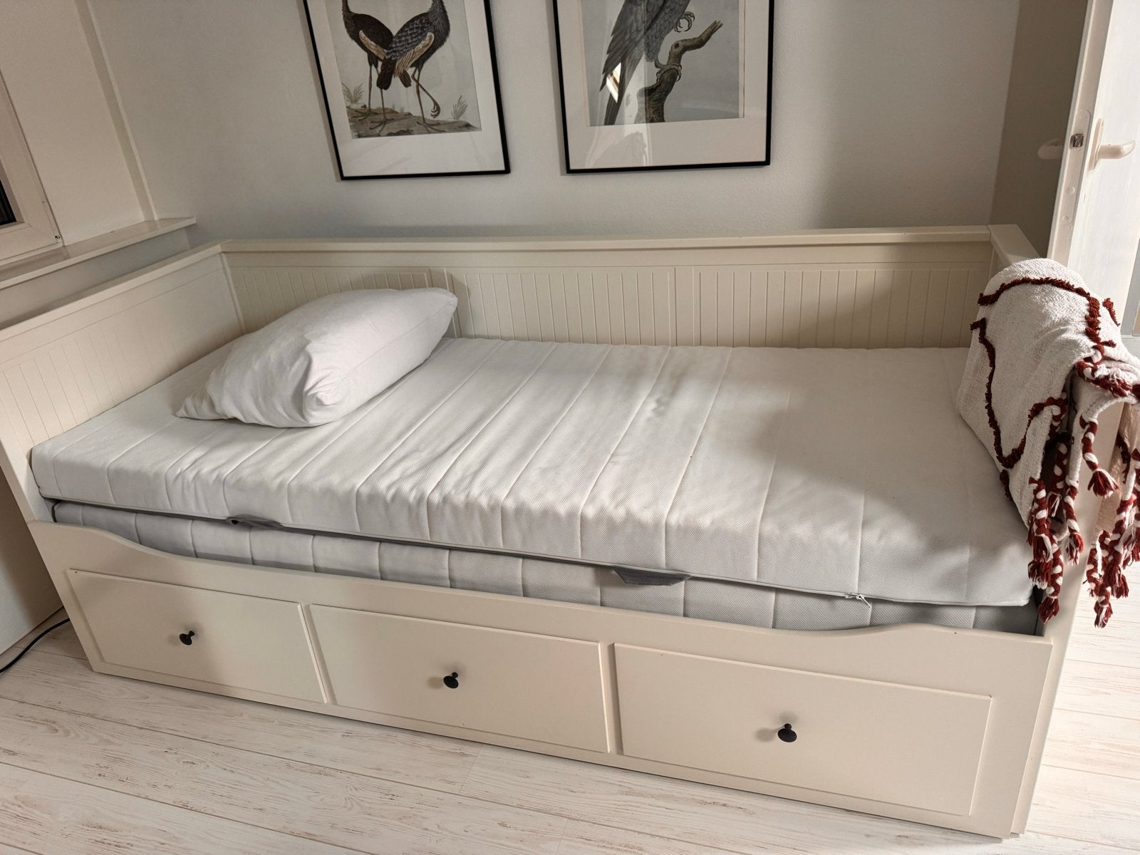 IKEA Hemnes Bedbank met 3 lades - Wit, Ophalen, Gebruikt, Wit, Tweepersoons