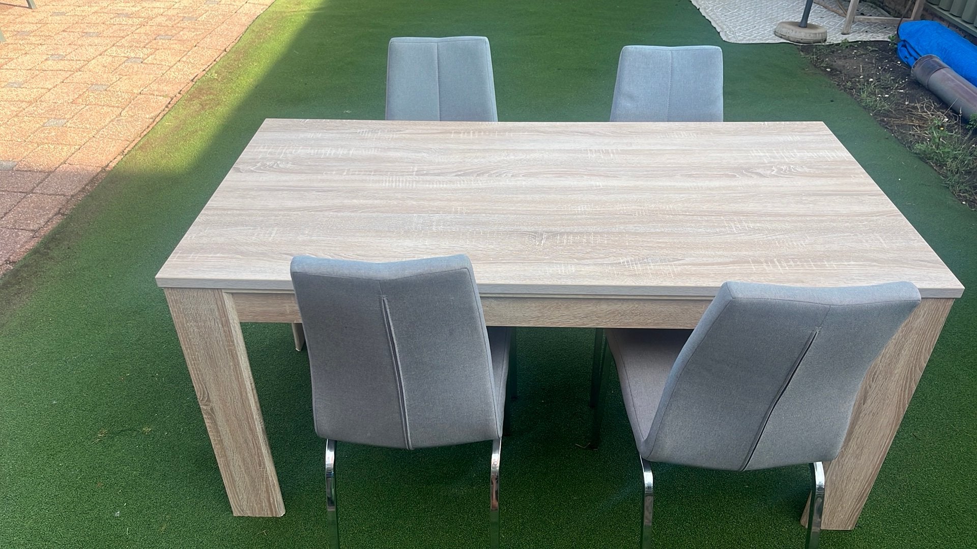 Tafel en 4 stoelen, Ophalen, Zo goed als nieuw, Rechthoekig, 50 tot 100 cm