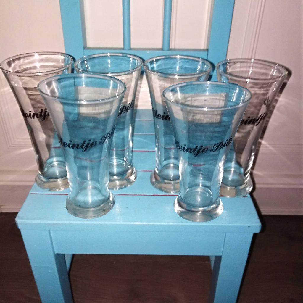 Kleintje pils glazen 6 stuks, Ophalen, Glas of Glazen, Gebruikt, Glas