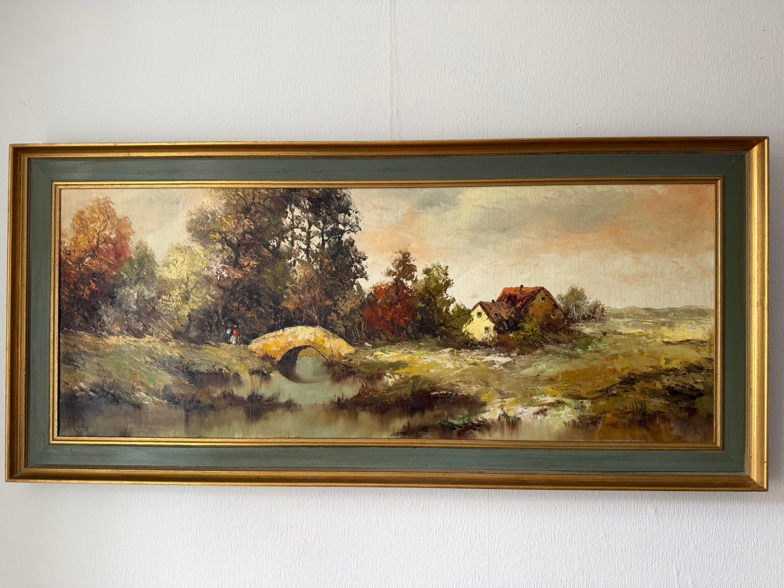 Schilderij landschap, Antiek en Kunst, Ophalen, Doek, Klassiek, Pastel