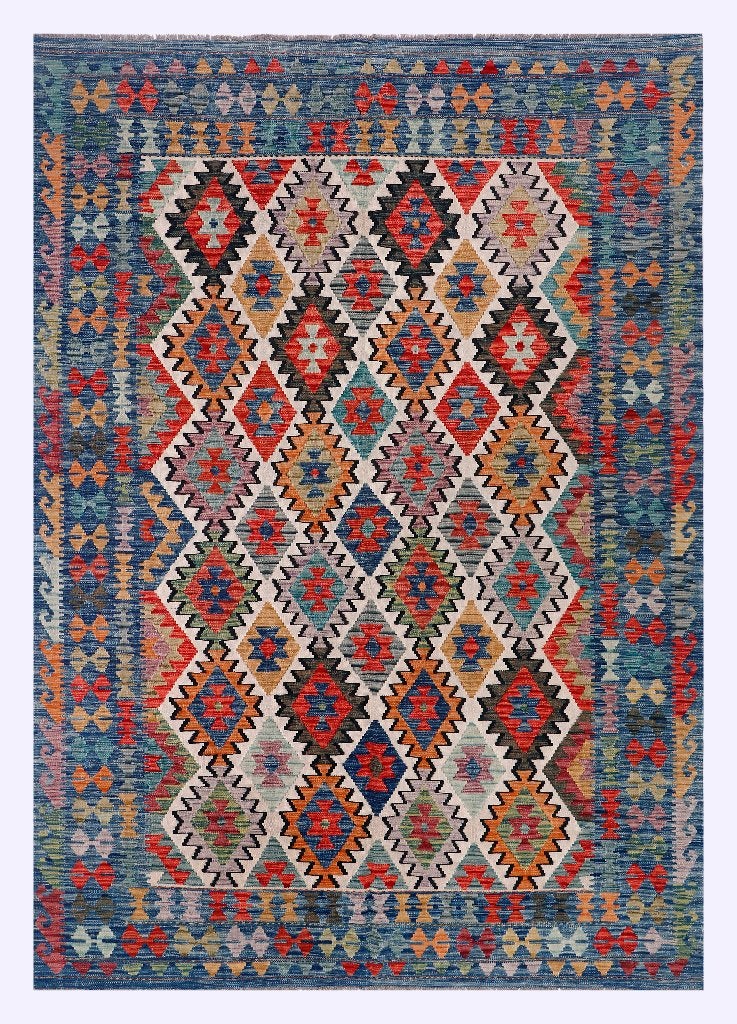 Grote Kelim 291x204 cm – Handgeweven Wol Tapijt, Ophalen, Geel, 200 cm of meer, Kelim  Anatolisch  Bohemian Tribaal Handgeweven  Luxe interieur