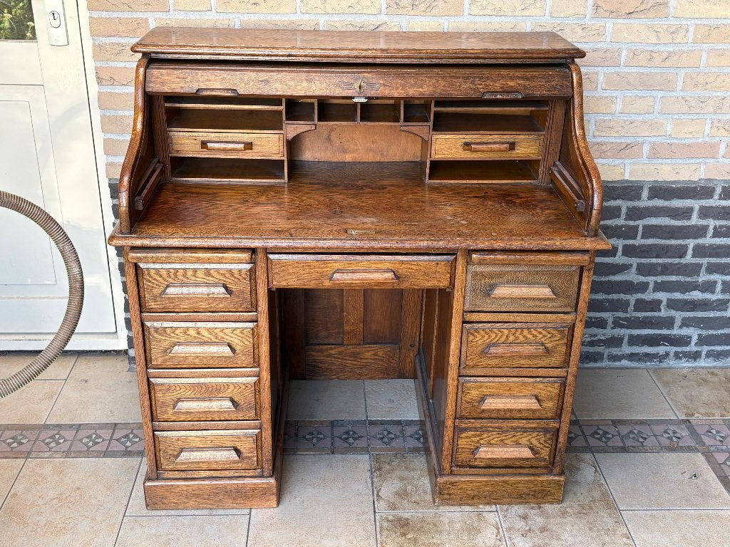 Eiken bureautje, Ophalen, Gebruikt, Hout, Secretaire