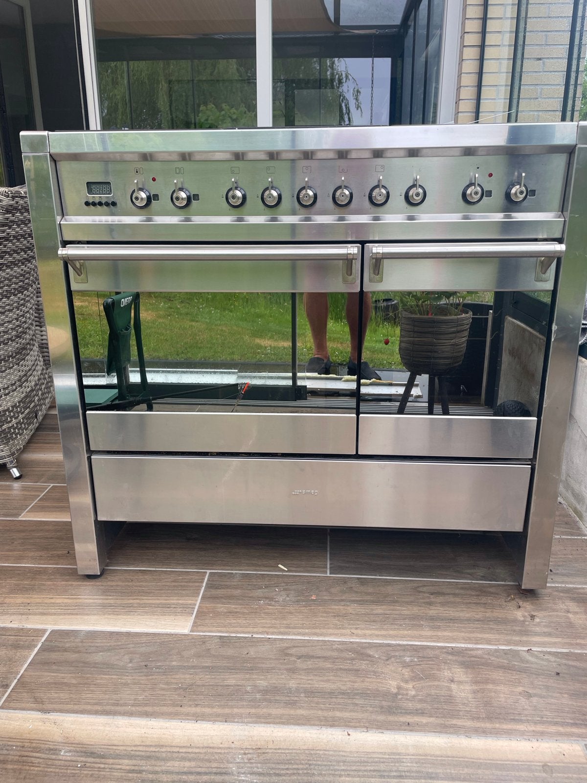 Smeg Fornuis met Dubbele Oven en 6 Gas Kookzones, Witgoed en Apparatuur, Fornuizen, Gebruikt, Vrijstaand, Gas, 5 kookzones of meer