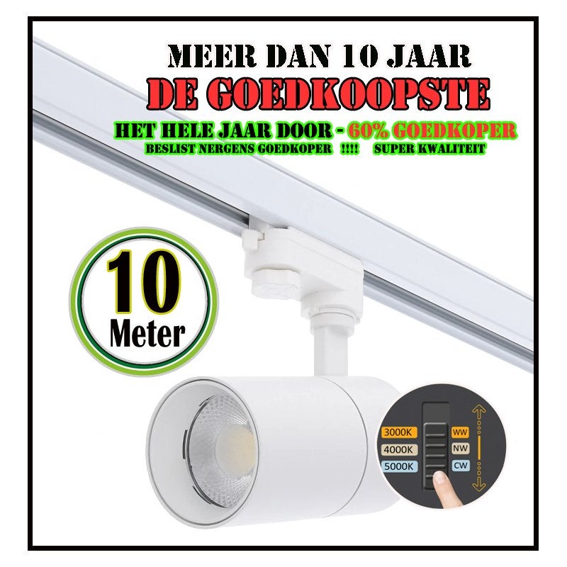 3-FASE RAILSPOT | ROSALIN | 10W | WIT | DIMBAAR | CCT SWITCH, Huis en Inrichting, Lampen | Spots, Ophalen of Verzenden, Nieuw
