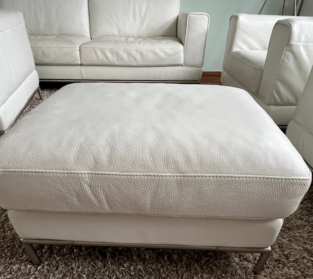 Hocker voetenbank poef Arild IKEA wit leer, Ophalen, Vierkant, 75 tot 100 cm, Zo goed als nieuw