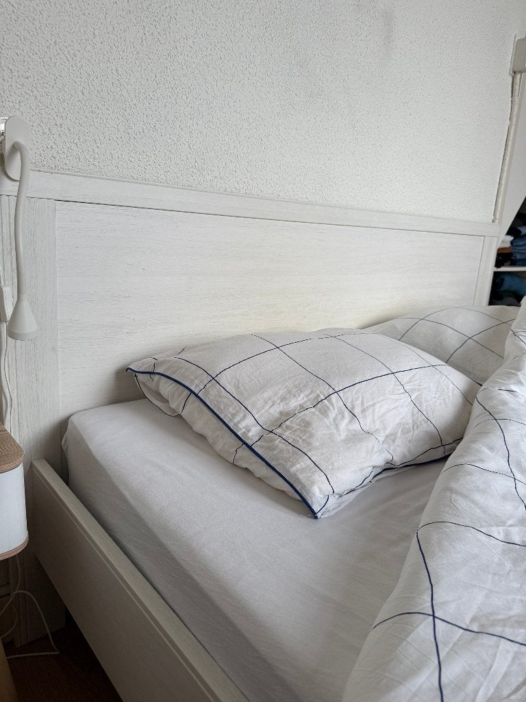 Tweepersoonsbed 140x200 + matras, Ophalen, Gebruikt, Wit, Tweepersoons