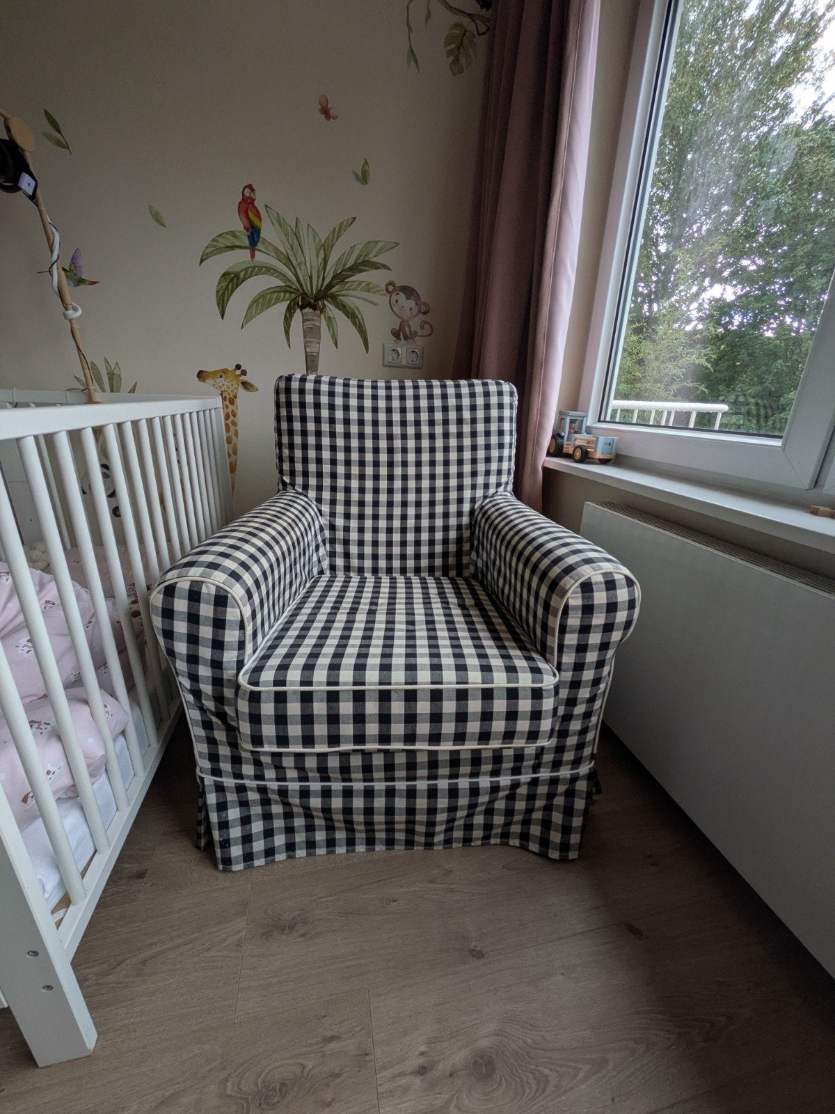 Ikea Ektorp Jennylund stoel - Zwart wit geblokt, Ophalen, Gebruikt, Zwart, Eén