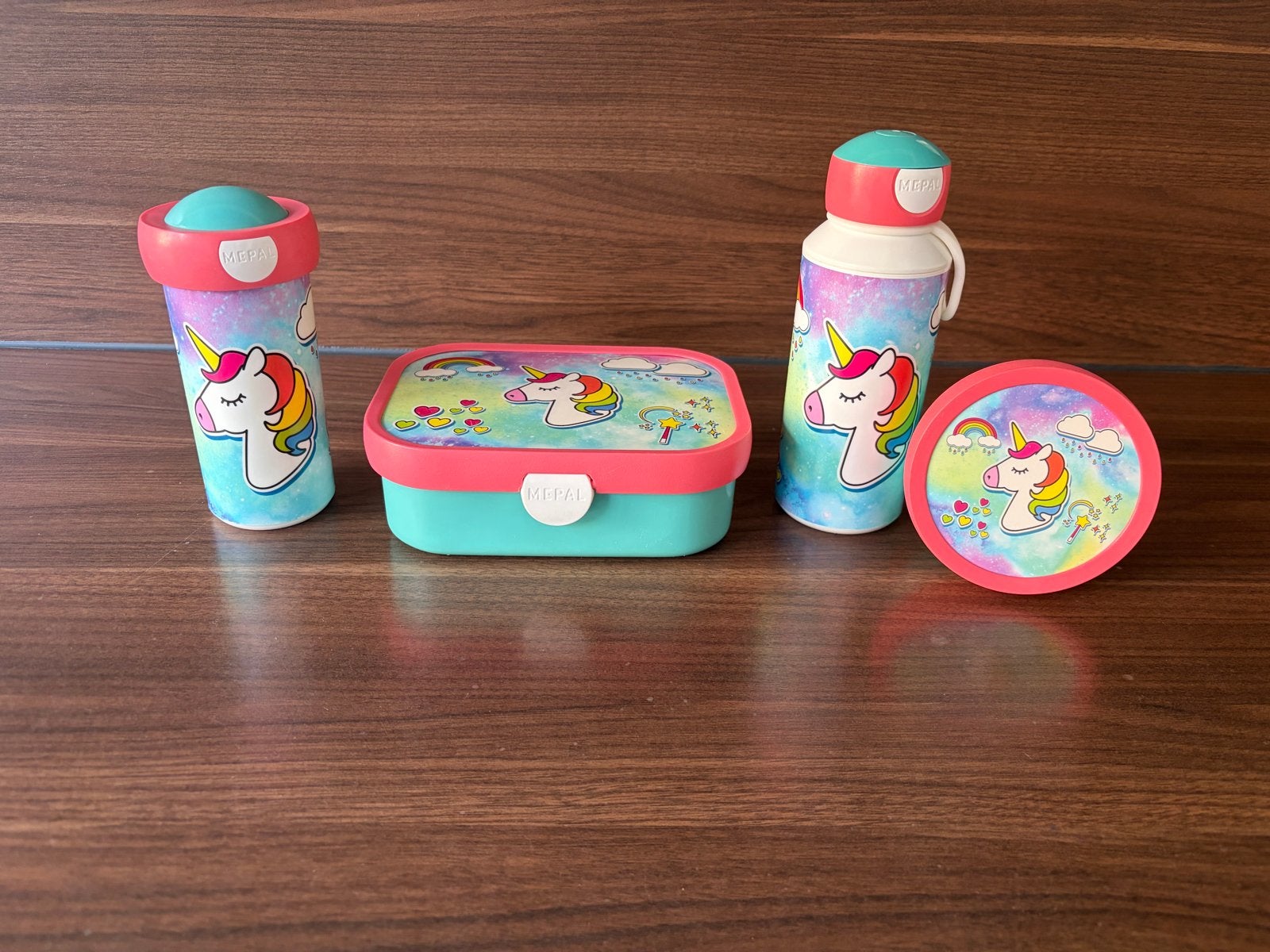 Mepal Eenhoorn Lunchset: Broodtrommel, Drinkfles, Snackpot, Ophalen of Verzenden, Zo goed als nieuw