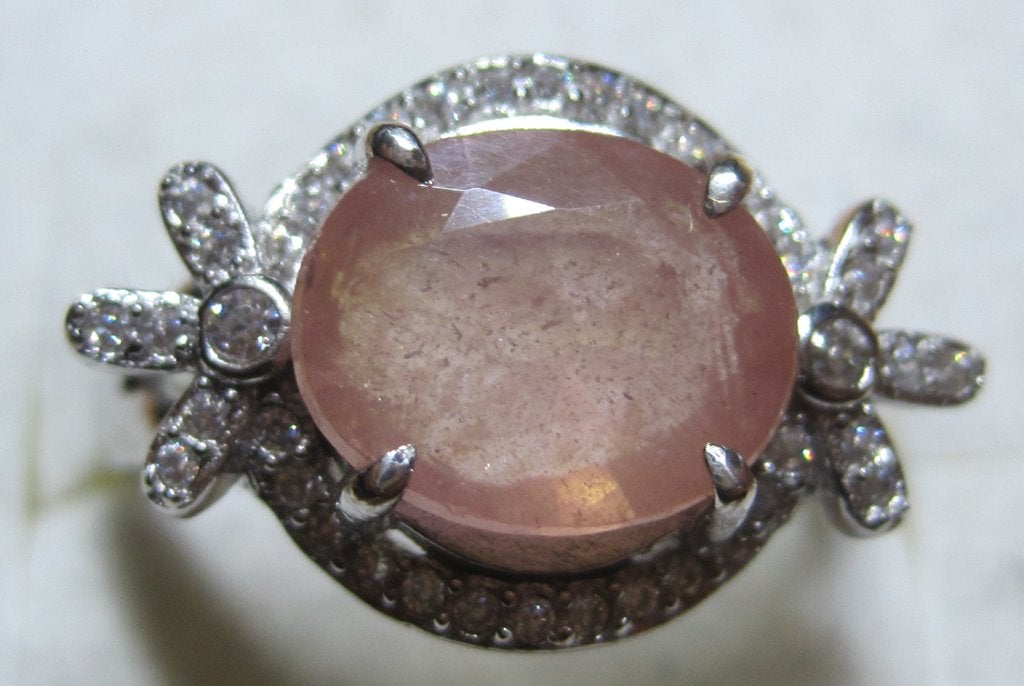 Saffier 4 krt %100 natuurlijk mooie design ring zeldzaam, Ophalen, Zo goed als nieuw, 17 tot 18, Roze