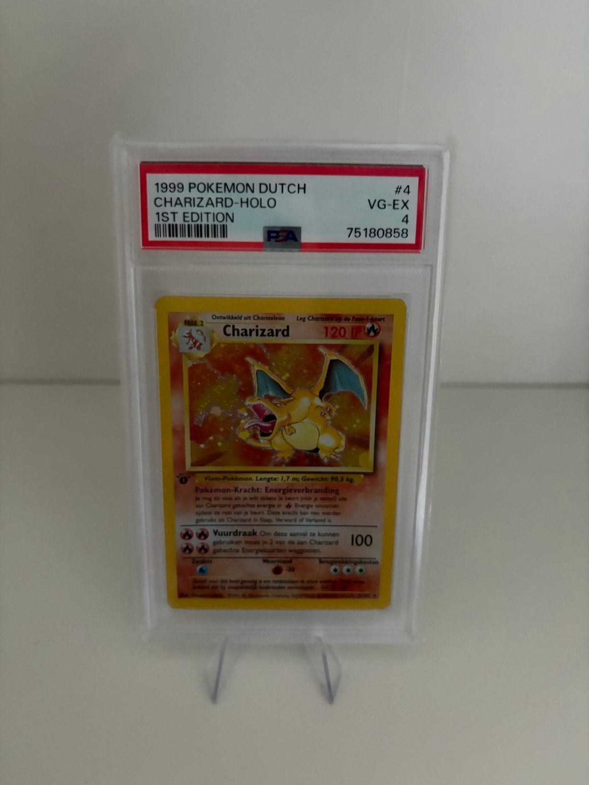 PSA 4 1999 Pokémon Dutch Charizard Holo 1st Edition, Ophalen, Gebruikt, Losse kaart