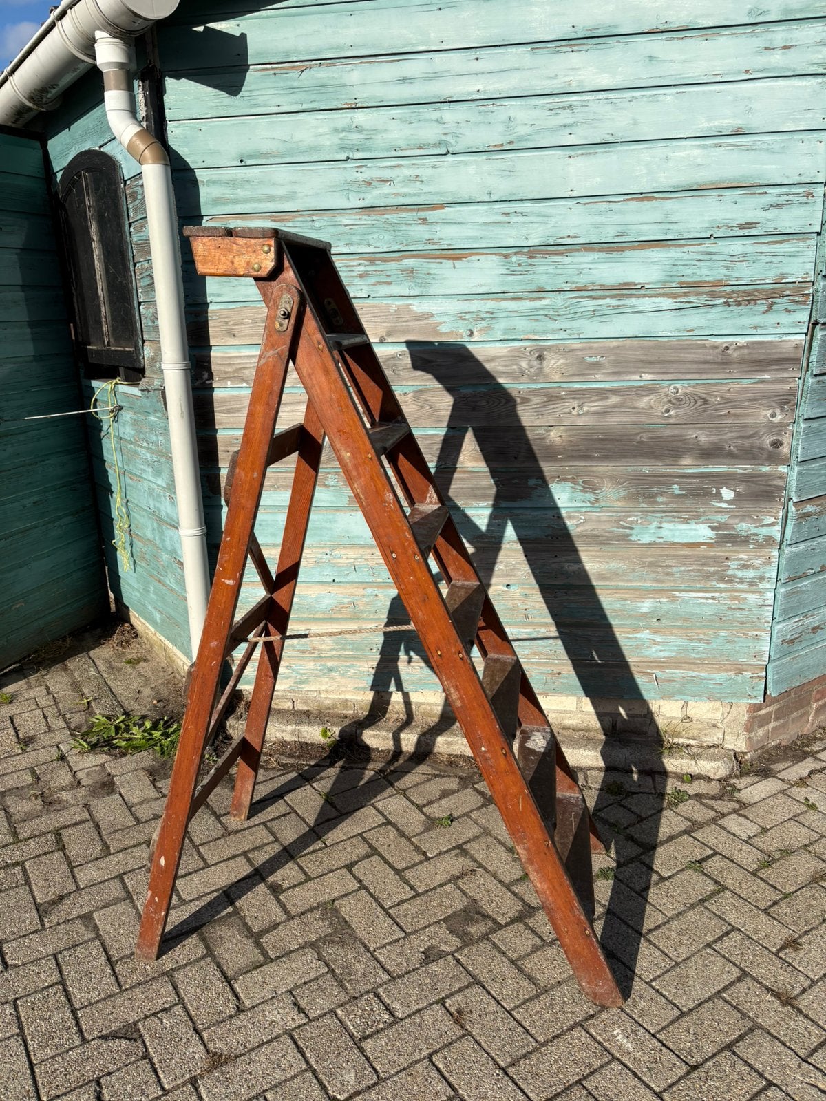 houten ladder - schilderstrap, Doe-het-zelf en Verbouw, Ophalen, Gebruikt, Ladder, Opvouwbaar of Inschuifbaar