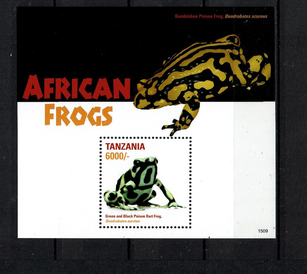 TANZANIA 2015 PF BLOK KIKKERS FROGS AMFIBIEËN REPTIELEN 2, Ophalen of Verzenden, Postfris, Dier of Natuur