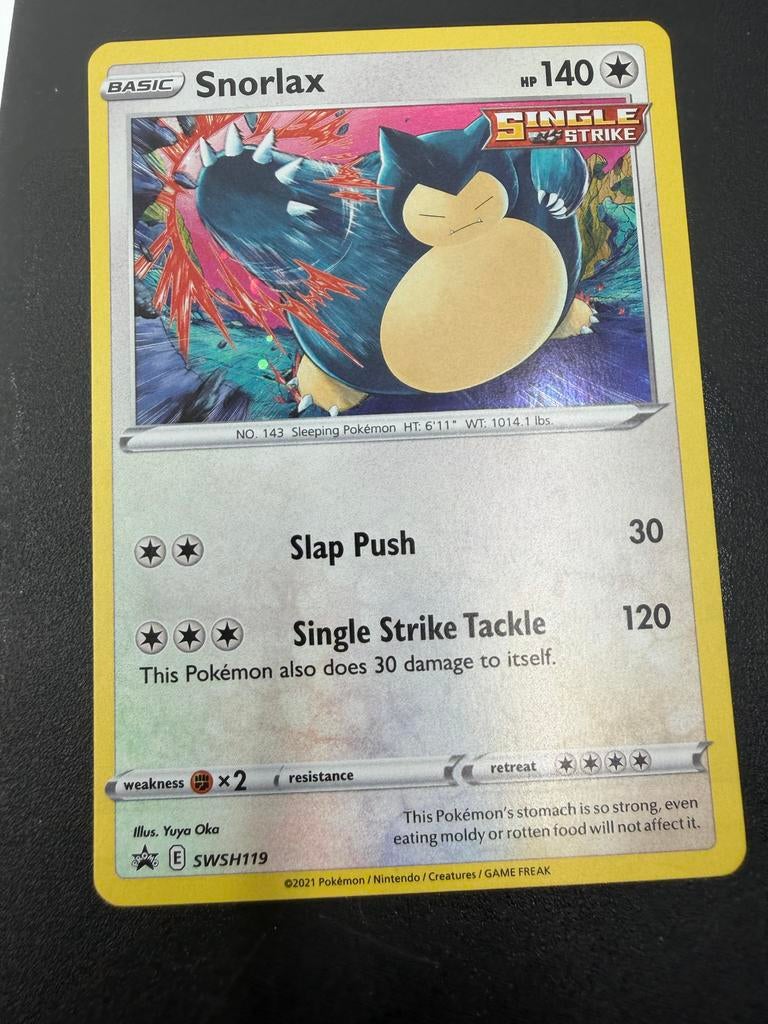 Pokémon Kaart Snorlax SWSH119 Single Strike, Hobby en Vrije tijd, Verzamelkaartspellen | Pokémon, Ophalen of Verzenden, Zo goed als nieuw