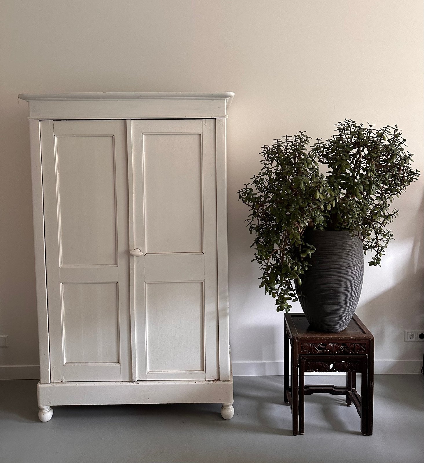 Vintage witte grenen kast 1.90x1.05x47, Ophalen