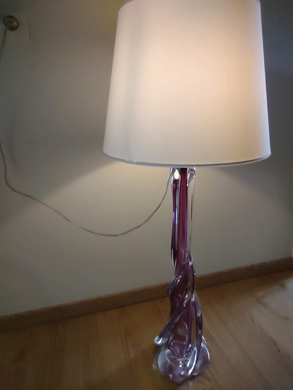 Val Saint Lambert Kristallen Vloerlamp - Roze Vaas, Ophalen of Verzenden