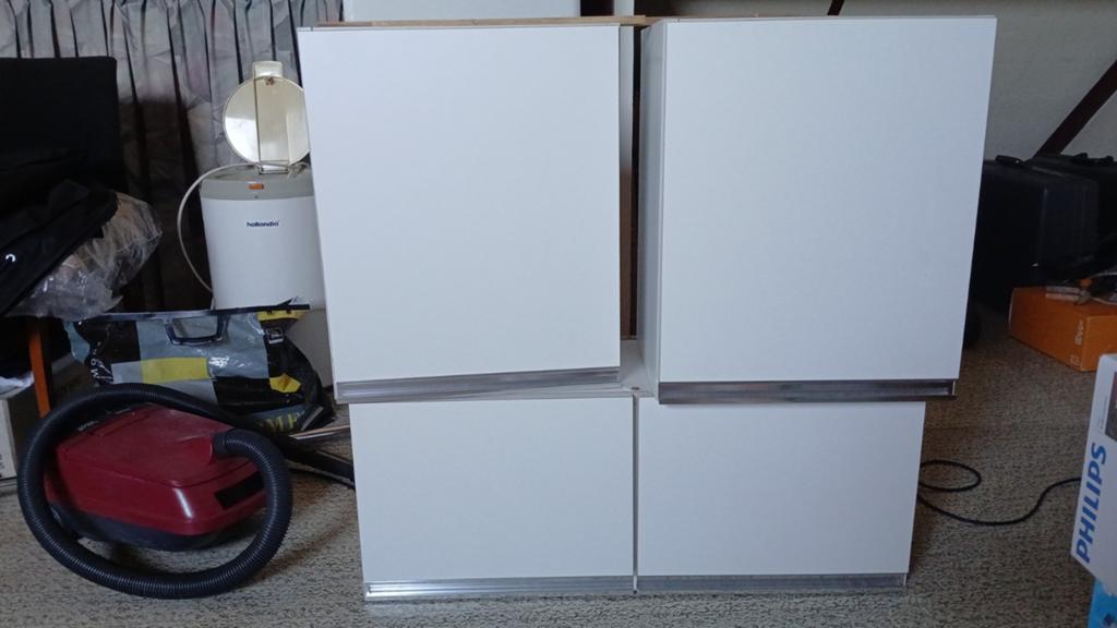 3 witte keukenkastjes, Ophalen, Gebruikt, Wit, 50 tot 100 cm