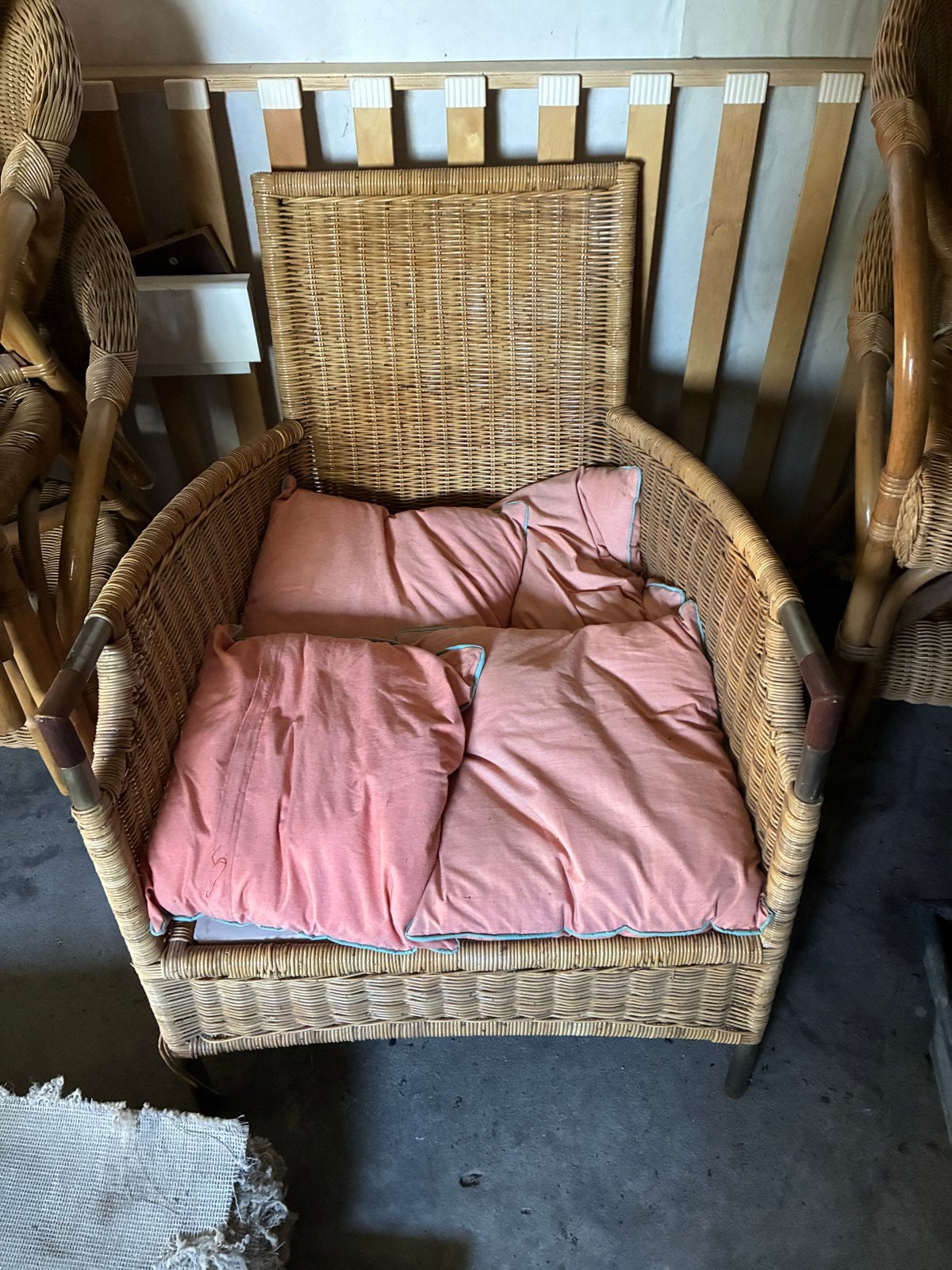 Grote rieten stoel, Huis en Inrichting, Ophalen, Gebruikt, Bruin, Riet of Rotan
