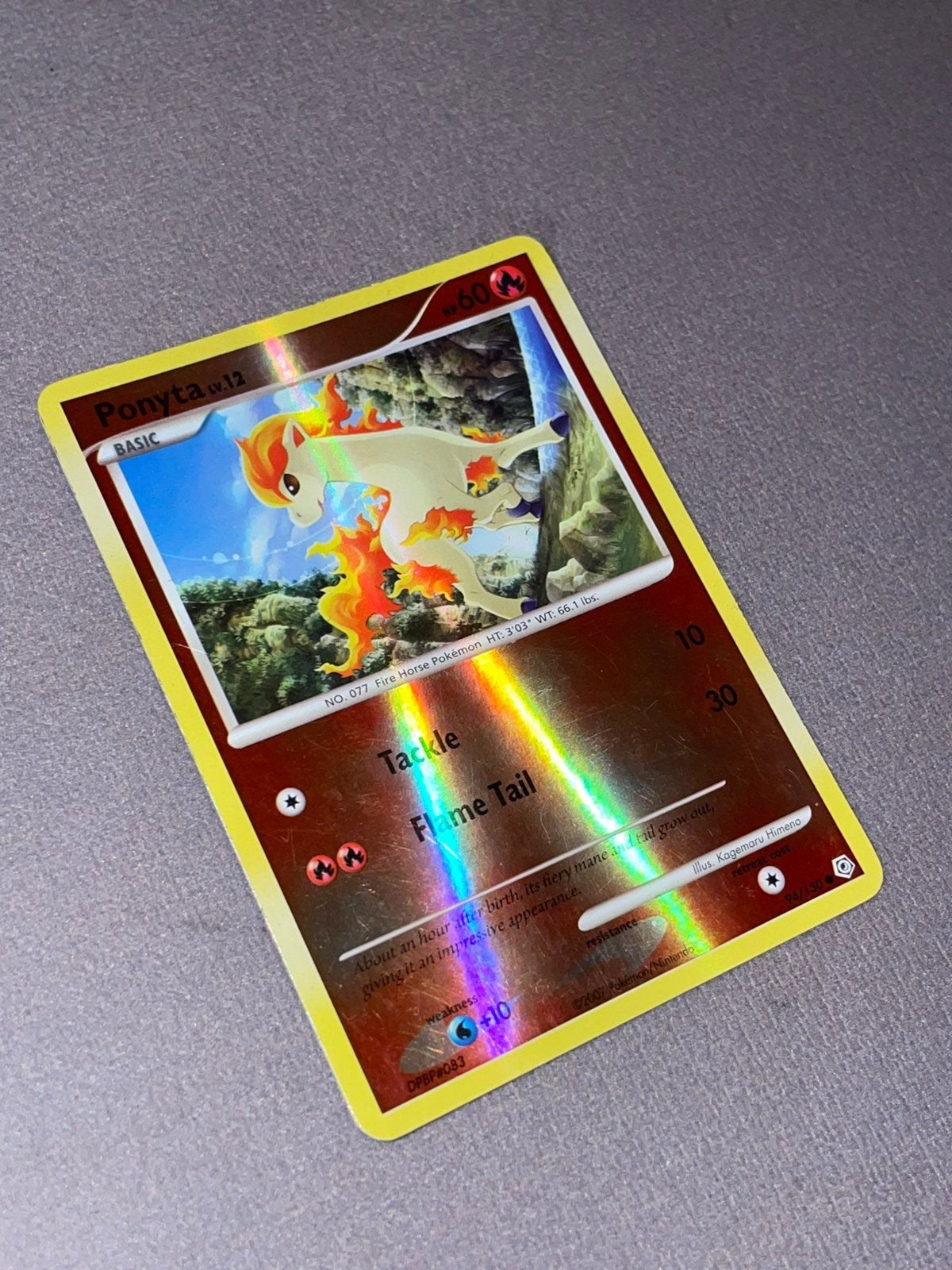 Pokemon - Ponyta lv.12 Reverse Holo 2007 94/130, Ophalen of Verzenden, Zo goed als nieuw, Losse kaart, Foil