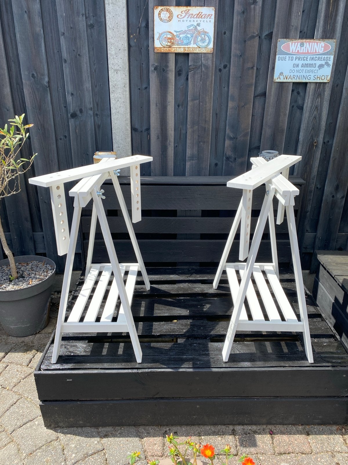 Mittback ikea 2x Witte schragen met plankje - Verstelbaar -, Ophalen, Gebruikt
