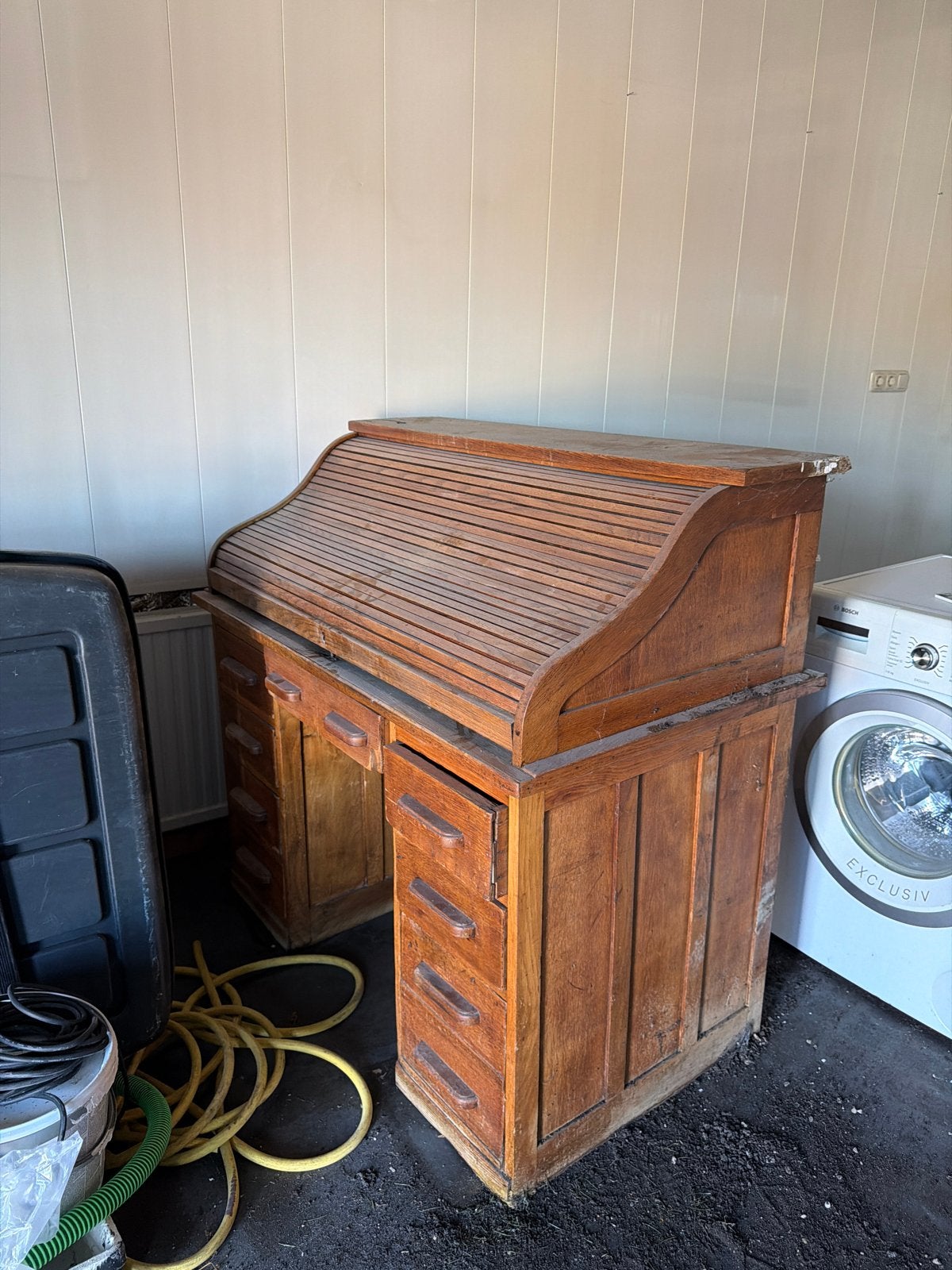 Antiek rolluikbureau - Vintage houten secretaire, Ophalen
