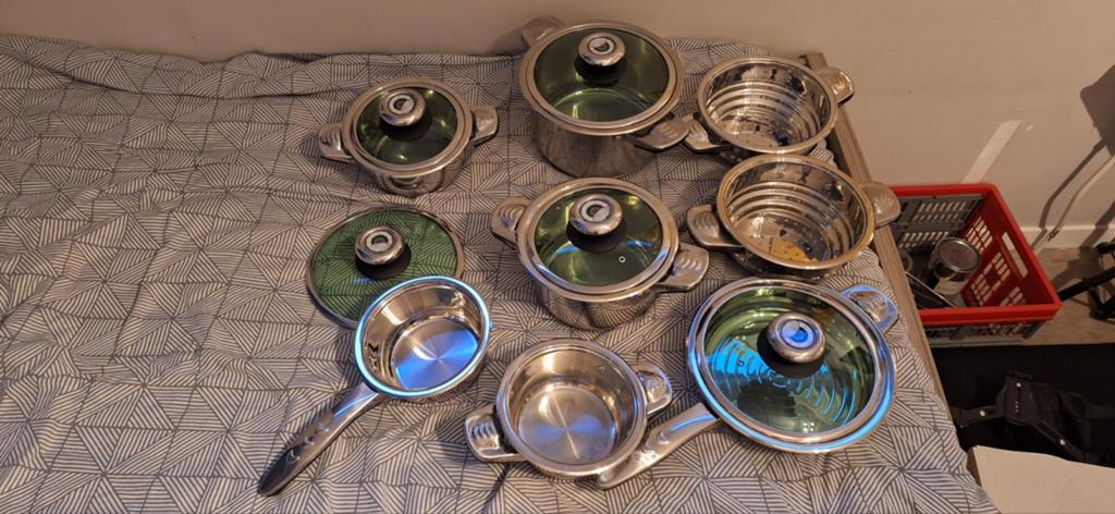 Pannen set voor inductie en meer, Pannenset, Ophalen of Verzenden, Zo goed als nieuw, Rvs