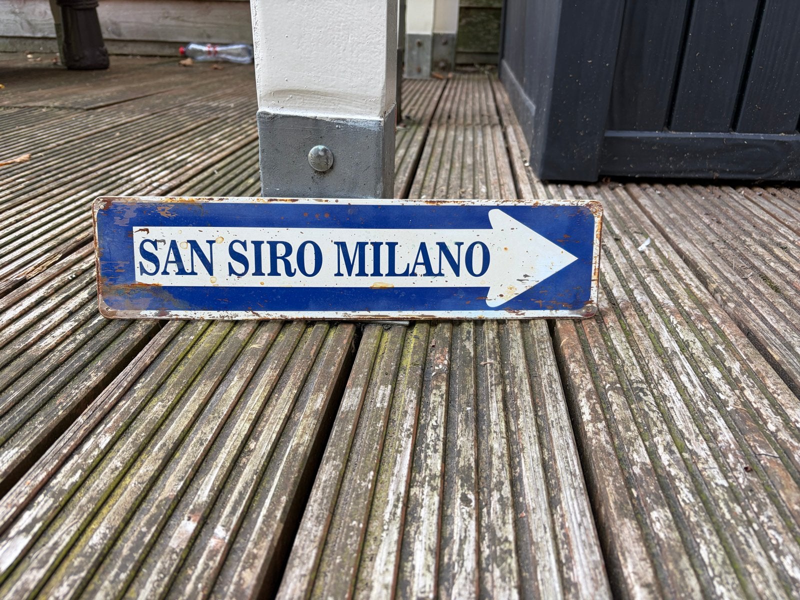 Replica straatnaambord San Siro - Feyenoord 1970, Verzenden, Gebruikt
