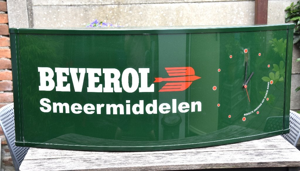 Vintage Lichtreclamebak met Klok, Verzamelen, Merken en Reclamevoorwerpen, Ophalen, Gebruikt, Lichtbak of (neon) lamp