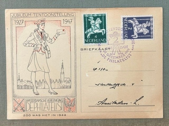 briefkaart met gestempelde zegels 1927-1947 (2), Verzenden, Briefkaart