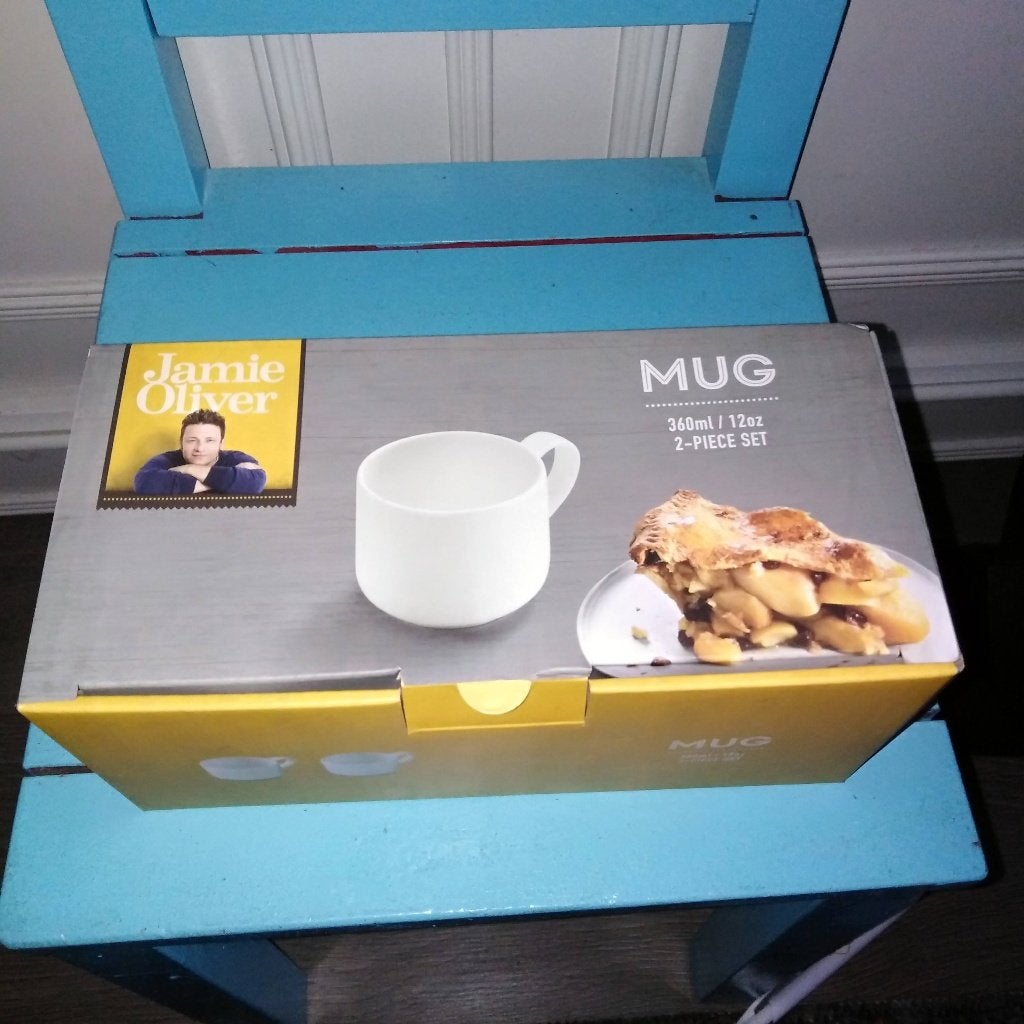 Jamie Oliver mokken 360 ml set van 2 stuks nieuw in doos, Huis en Inrichting, Ophalen, Nieuw, Mok, Overige stijlen