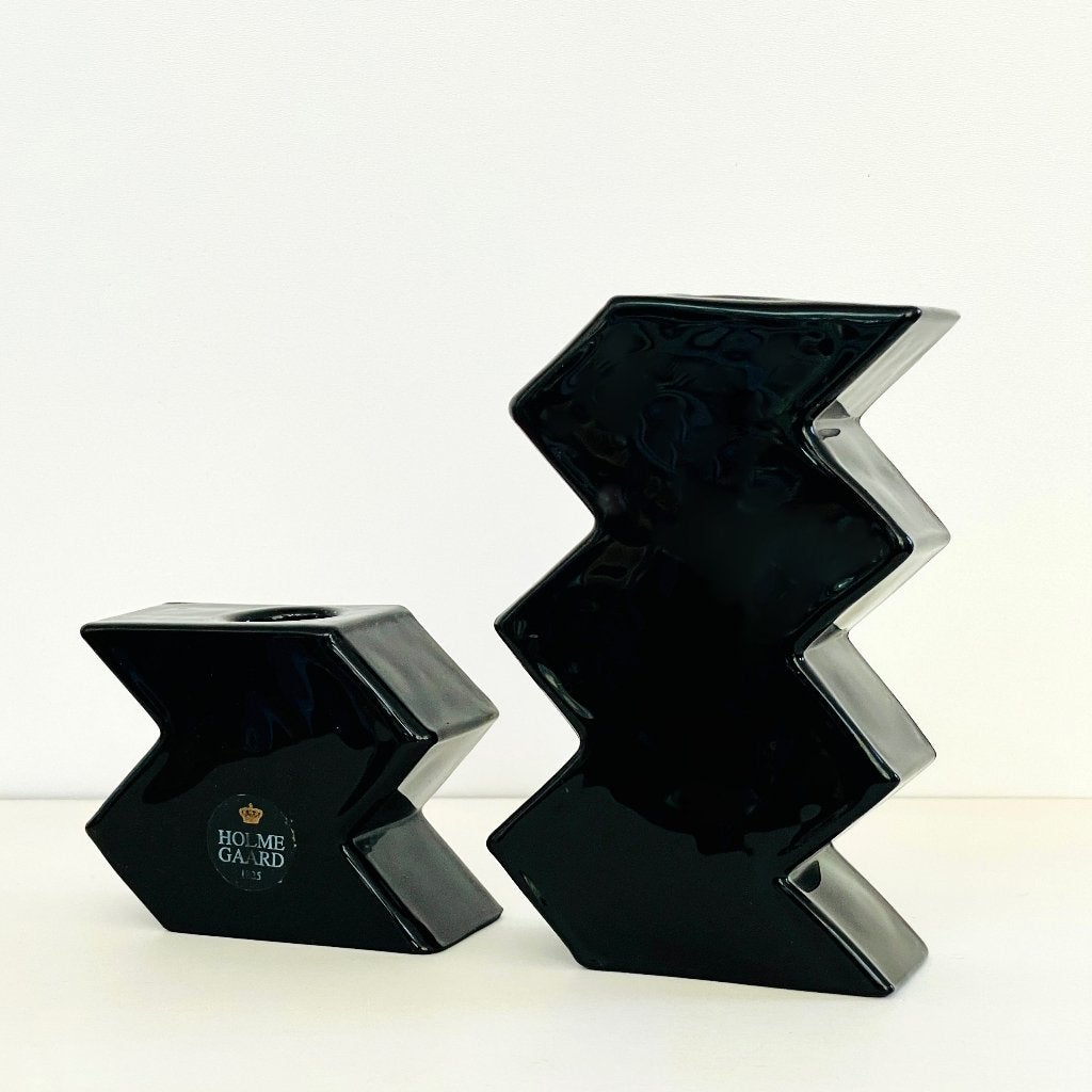Holmegaard KANDELAREN zwart massief glas PostModern MCM, Overige materialen, Gebruikt, Zwart, Ophalen of Verzenden