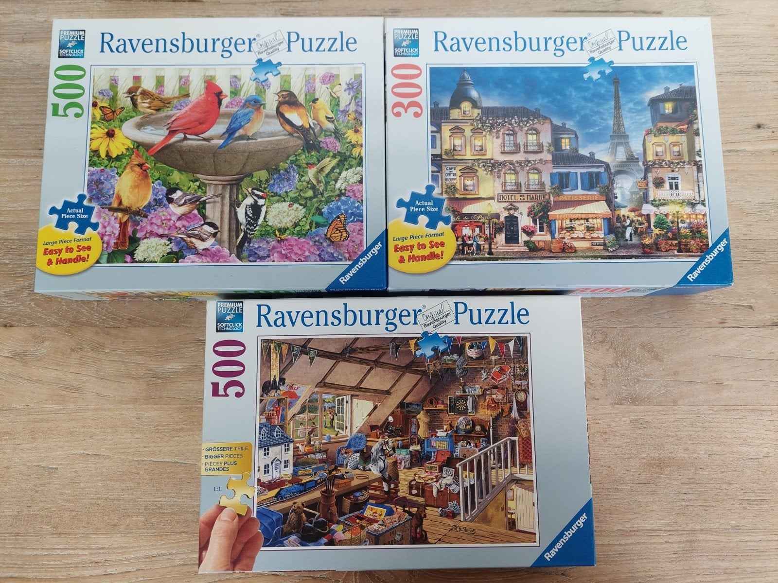 Ravensburger XL Puzzels: Vogels, Zolderkamer, Parijs, Hobby en Vrije tijd, Ophalen, 500 t/m 1500 stukjes, Zo goed als nieuw, Legpuzzel