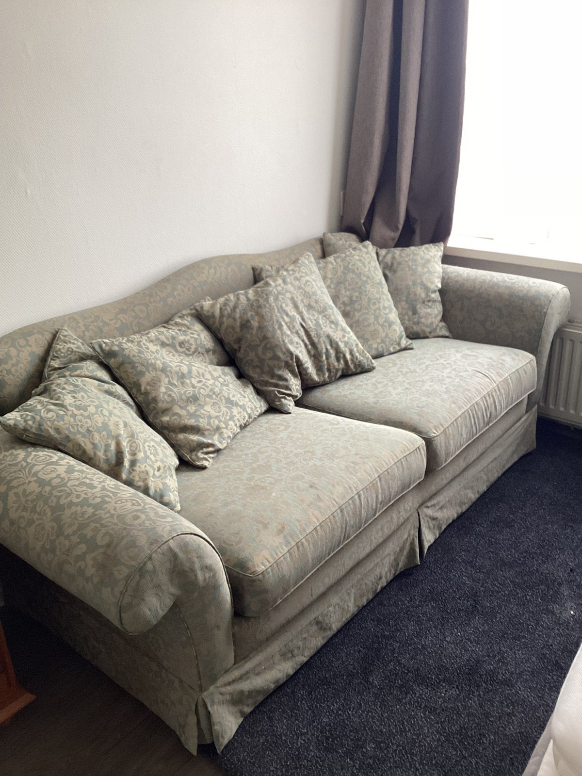 Comfortabele 3-zitsbank met 7 kussens – nette staat, Ophalen of Verzenden, Zo goed als nieuw, Stof