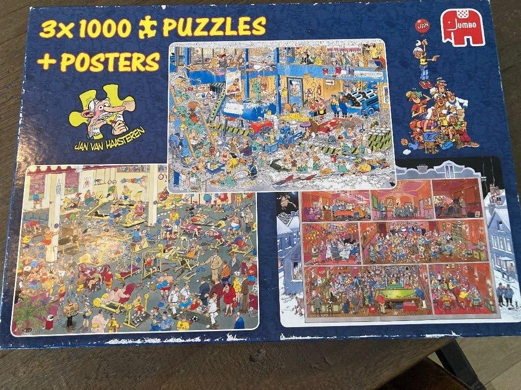 Jan van Haasteren puzzels 3 in 1, Ophalen of Verzenden, Gebruikt