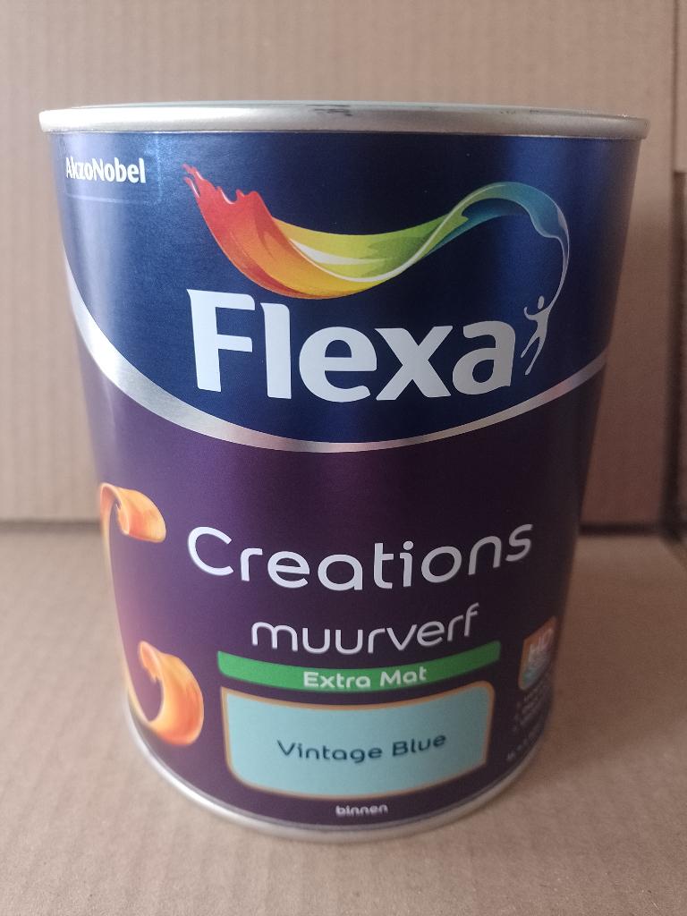 Flexa Creations muurverf 1 liter Vintage Blue., Ophalen of Verzenden, Nieuw, Knutselmateriaal
